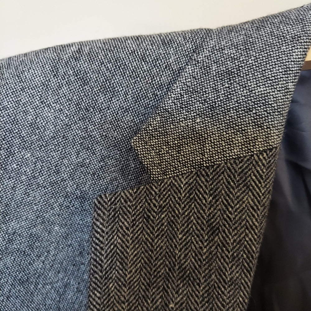 Alan Flusser Gray Blue Patchwork Wool Poly Tweed … - image 3
